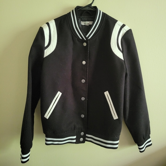 Jak&Rae Other - Vegan Leather Trim Varsity Bomber Teddy Jacket